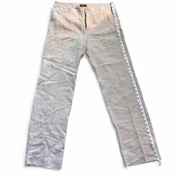 Eddie Bauer Linen Pants | Size 12 Tall | Tan Straight Leg Lightweight - Picture 2 of 8